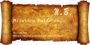 Miletics Balázs névjegykártya